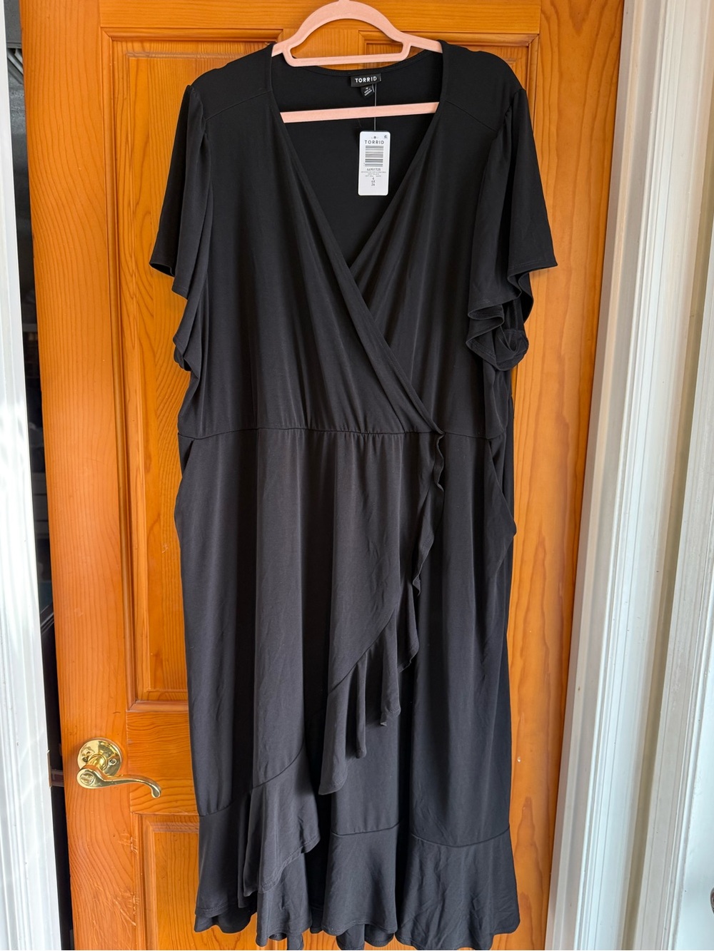 torrid Black Ruffle Wrap-Front Midi Dress